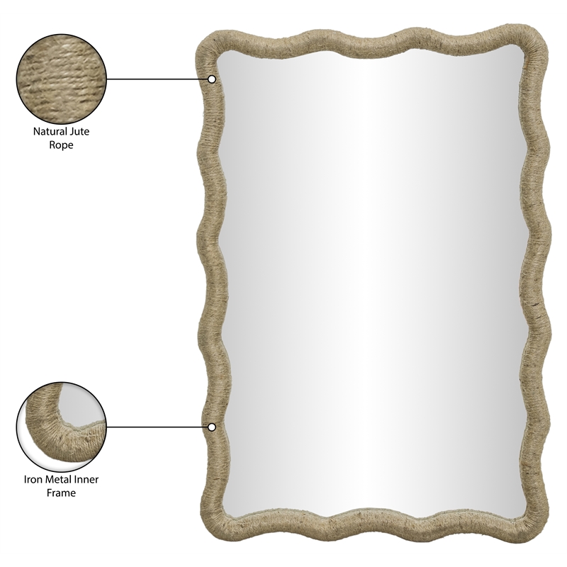 Meridian Furniture Meadow Natural Jute Rope Framed Mirror