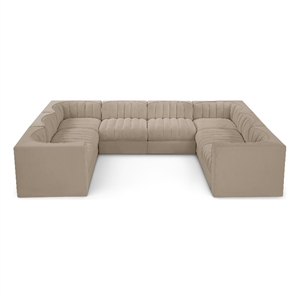 Meridian Furniture Rummi Beige Velvet Performance Fabric Modular Sectional