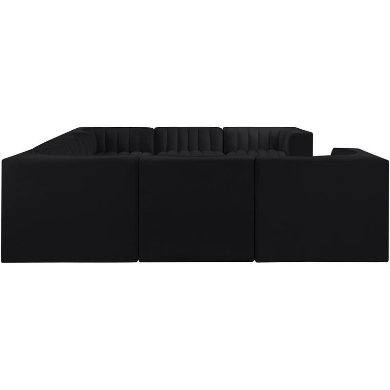Meridian Furniture Rummi Black Velvet Performance Fabric Modular Sectional