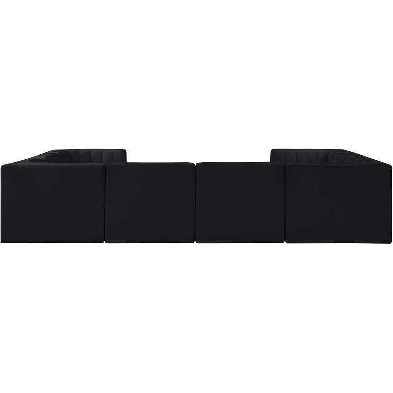 Meridian Furniture Rummi Black Velvet Performance Fabric Modular Sectional