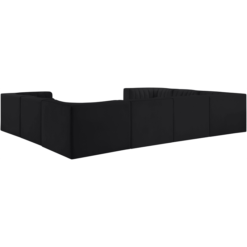 Meridian Furniture Rummi Black Velvet Performance Fabric Modular Sectional