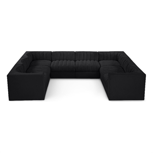 Meridian Furniture Rummi Black Velvet Performance Fabric Modular Sectional