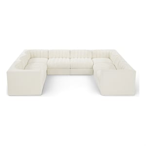 Meridian Furniture Rummi Cream Velvet Performance Fabric Modular Sectional