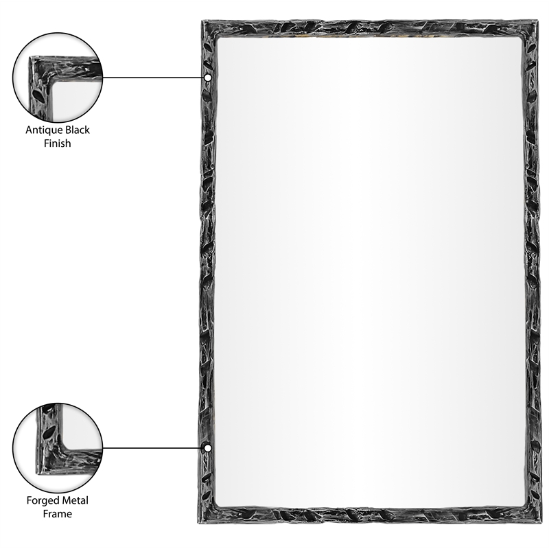 Meridian Furniture Hammer Black Iron Mirror