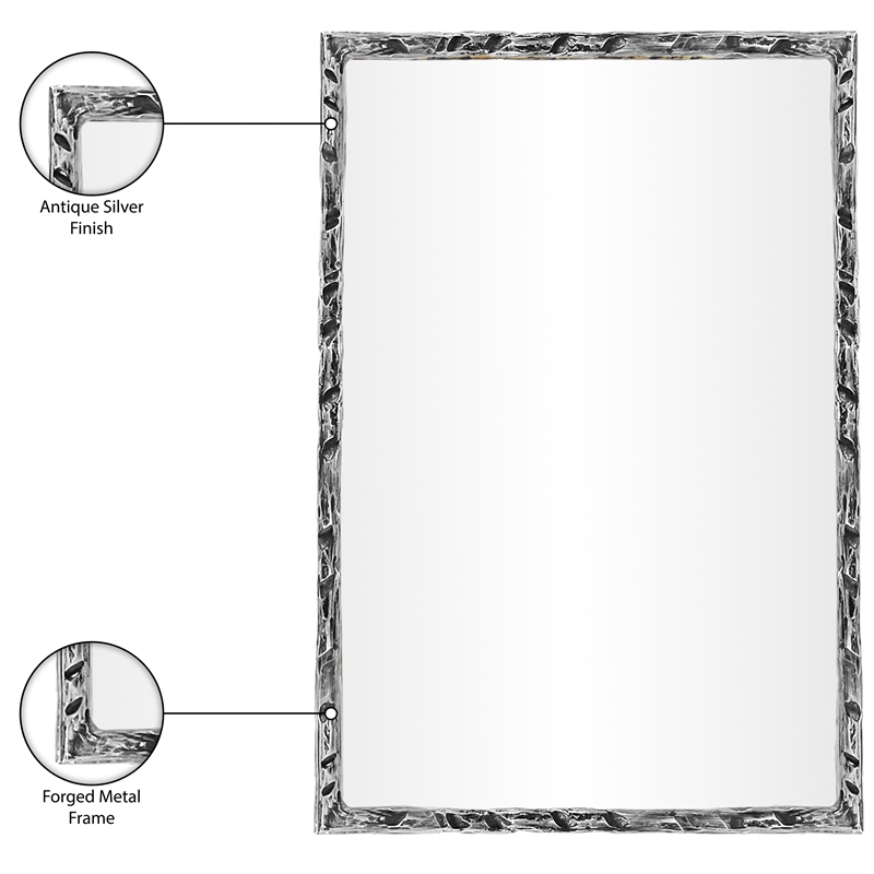 Meridian Furniture Hammer Silver Iron Mirror