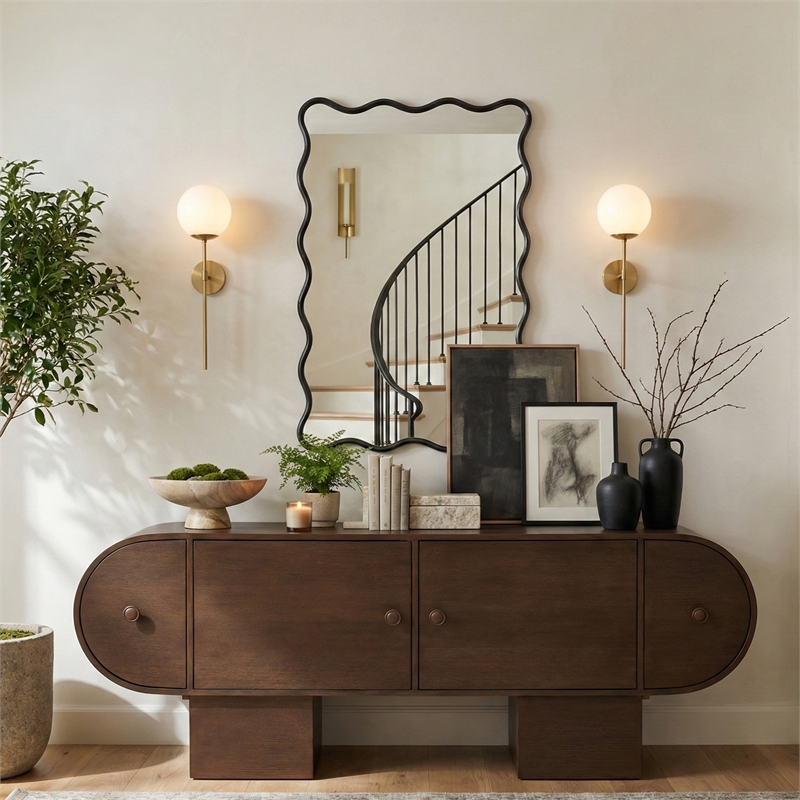 Meridian Furniture Foundry Black Iron Mirror