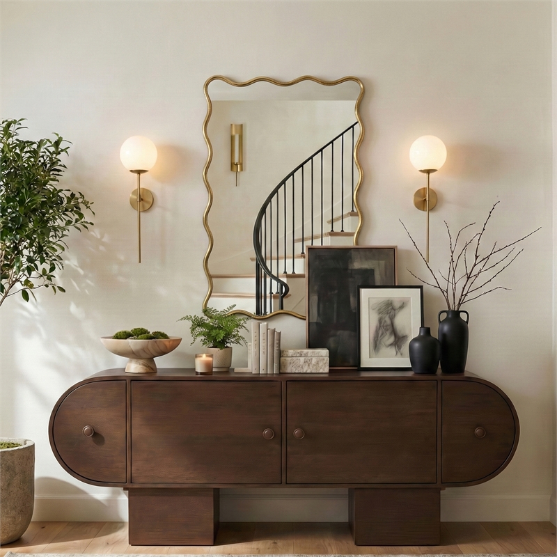 Meridian Furniture Foundry Gold Iron Mirror