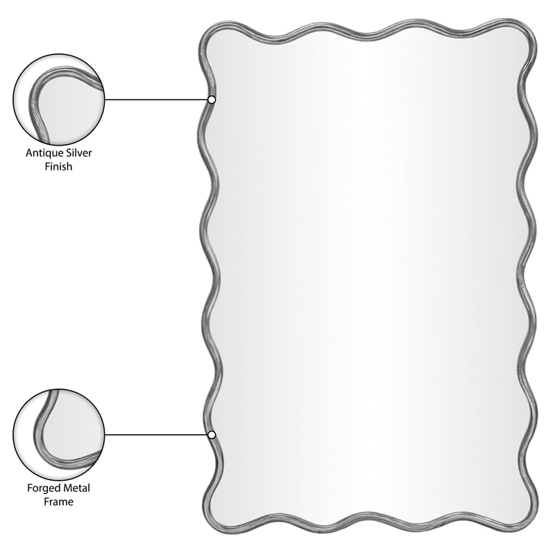 Meridian Furniture Foundry Silver Iron Mirror