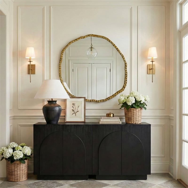Meridian Furniture Molten Gold Iron Mirror
