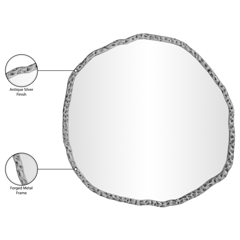 Meridian Furniture Molten Silver Iron Mirror