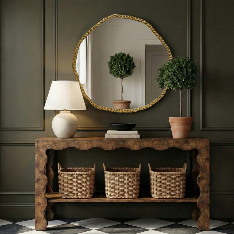 Meridian Furniture Molten Gold Iron Mirror