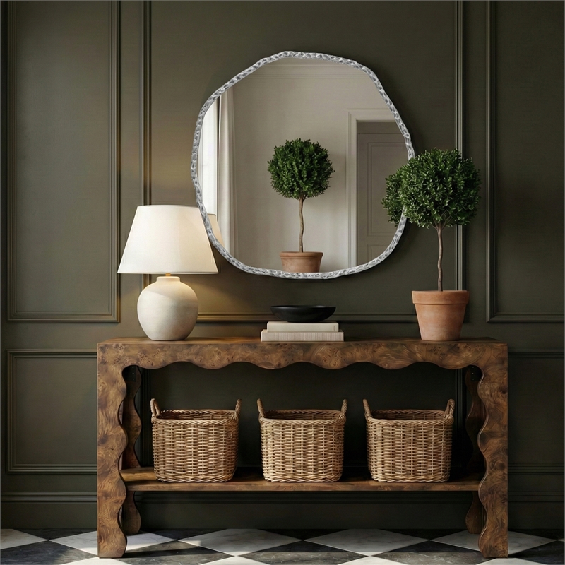 Meridian Furniture Molten Silver Iron Mirror