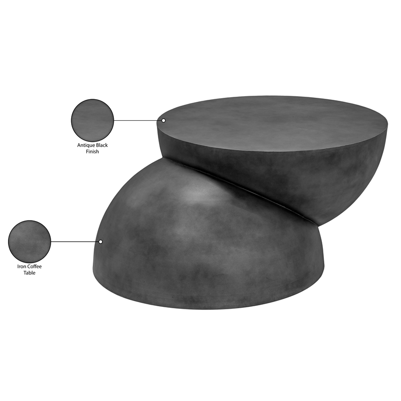 Meridian Furniture Boulder Black Iron Coffee Table