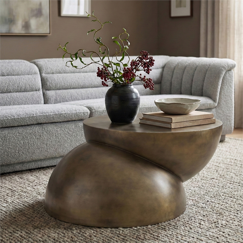 Meridian Furniture Boulder Gold Iron Coffee Table