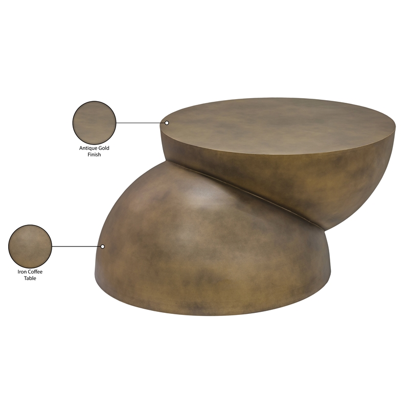 Meridian Furniture Boulder Gold Iron Coffee Table