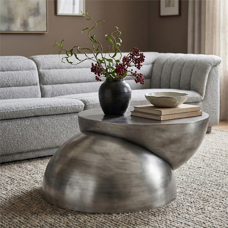 Meridian Furniture Boulder Silver Iron Coffee Table