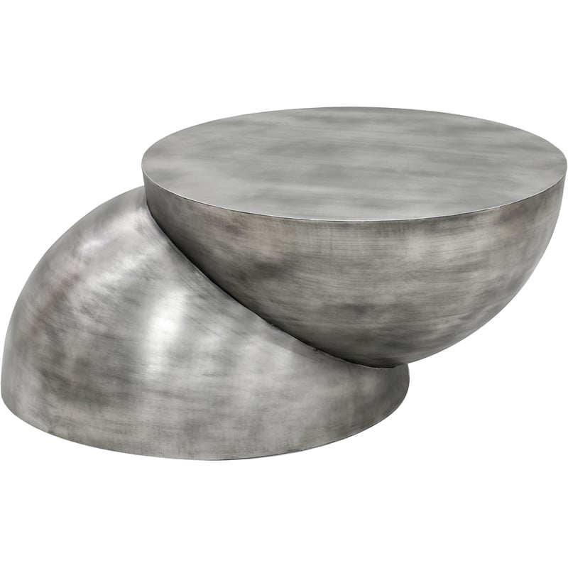 Meridian Furniture Boulder Silver Iron Coffee Table