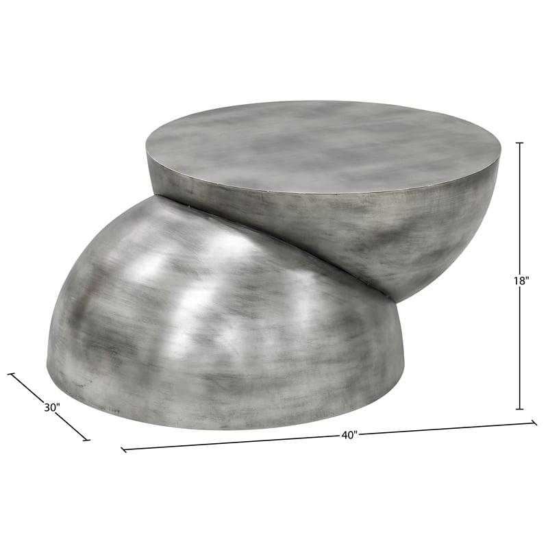 Meridian Furniture Boulder Silver Iron Coffee Table