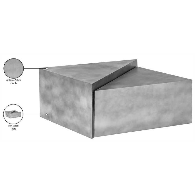 Meridian Furniture Zani Silver Iron Coffee Table