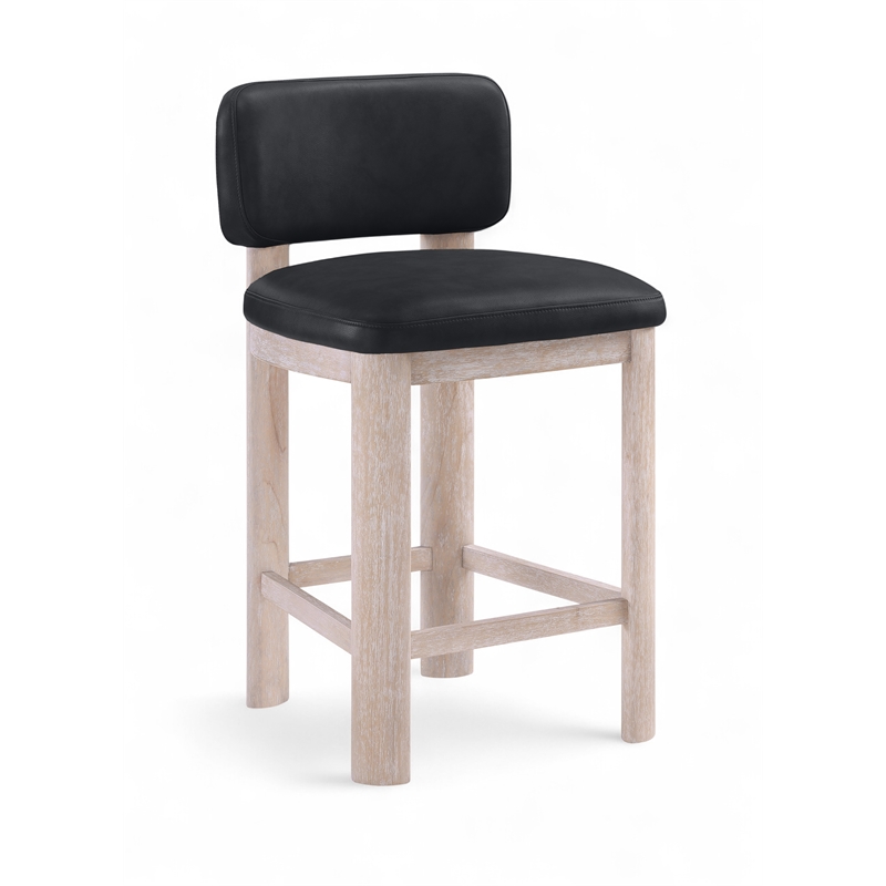 Meridian Furniture Paloma Black Vegan Leather Counter Stool (Set of 2)