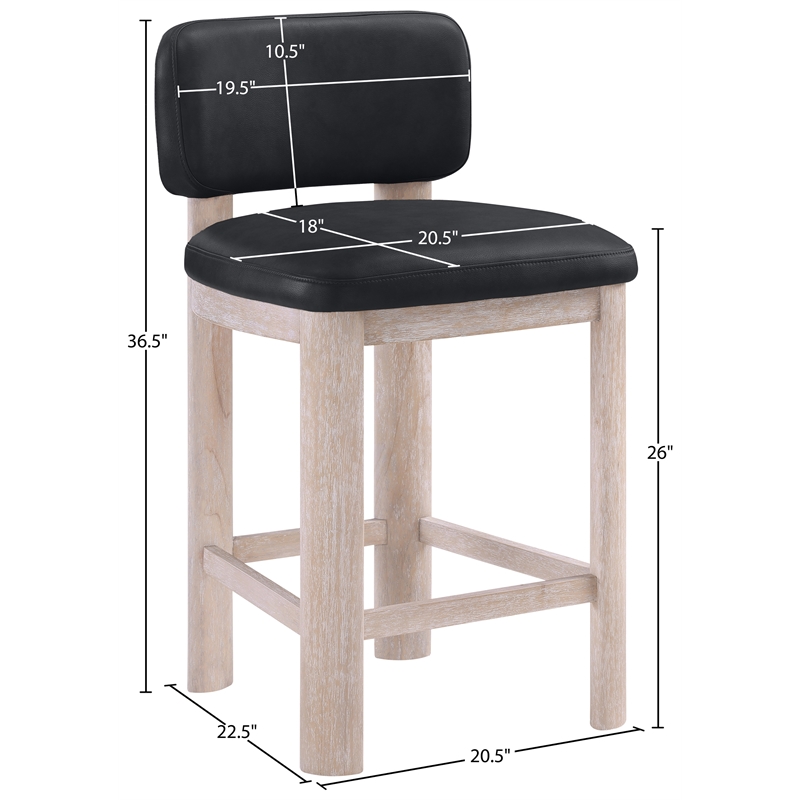 Meridian Furniture Paloma Black Vegan Leather Counter Stool (Set of 2)