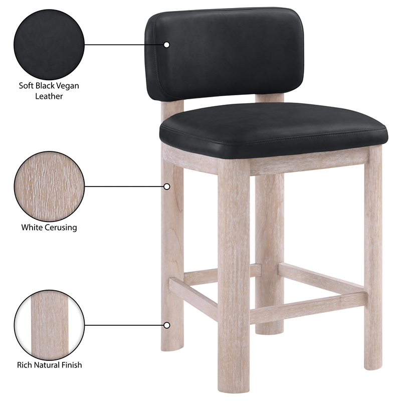 Meridian Furniture Paloma Black Vegan Leather Counter Stool (Set of 2)