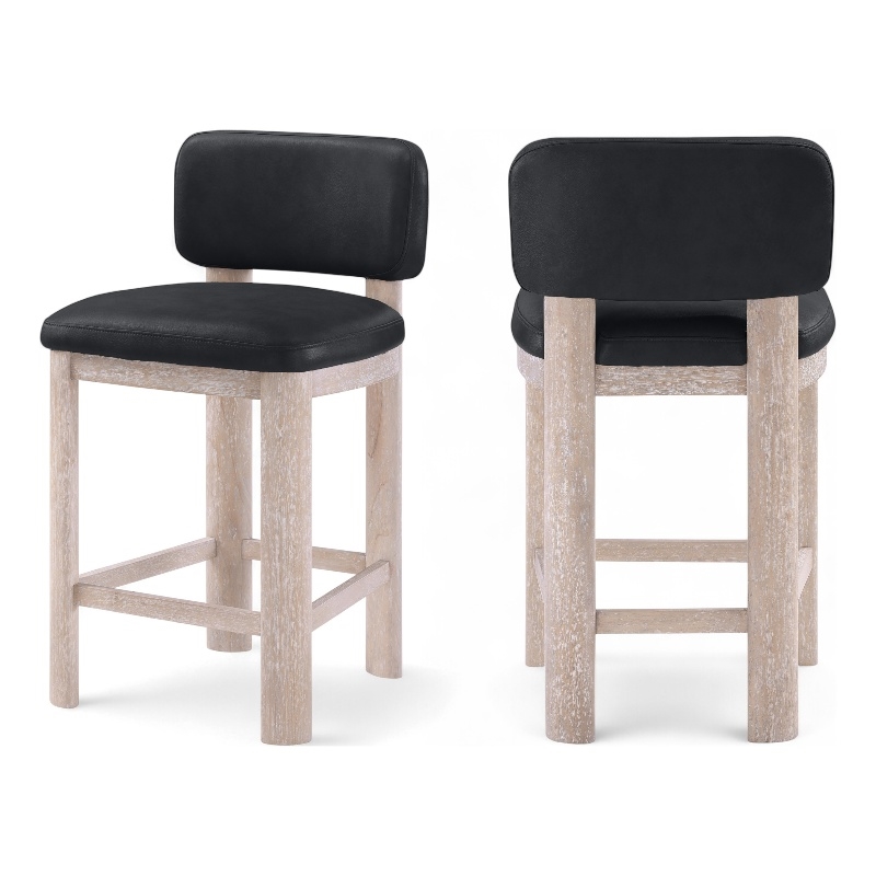 Meridian Furniture Paloma Black Vegan Leather Counter Stool (Set of 2)
