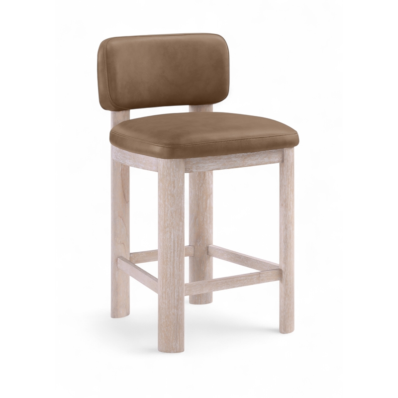 Meridian Furniture Paloma Brown Vegan Leather Counter Stool (Set of 2)