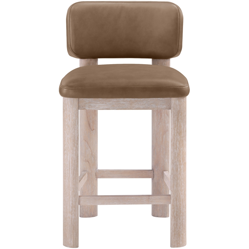 Meridian Furniture Paloma Brown Vegan Leather Counter Stool (Set of 2)