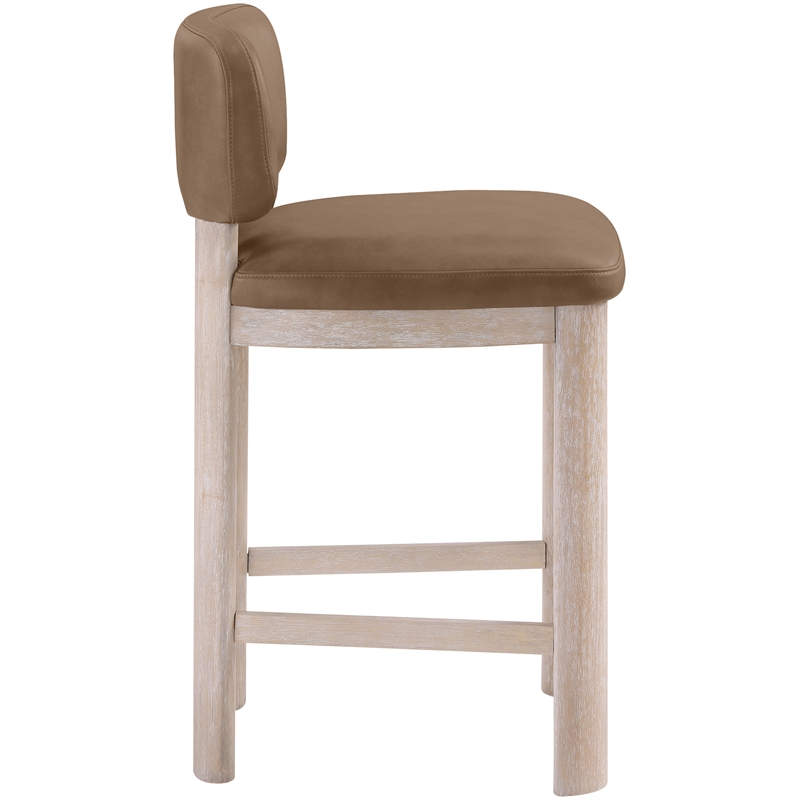 Meridian Furniture Paloma Brown Vegan Leather Counter Stool (Set of 2)