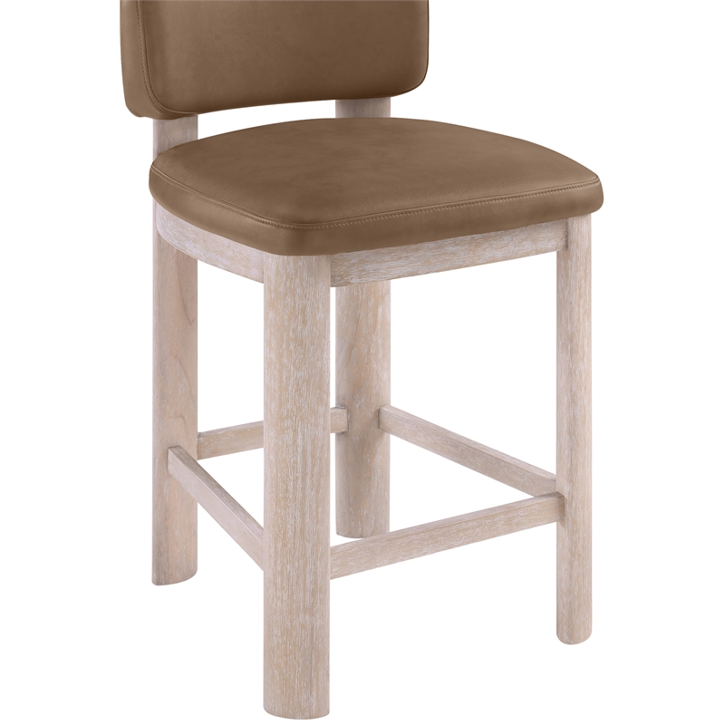 Meridian Furniture Paloma Brown Vegan Leather Counter Stool (Set of 2)