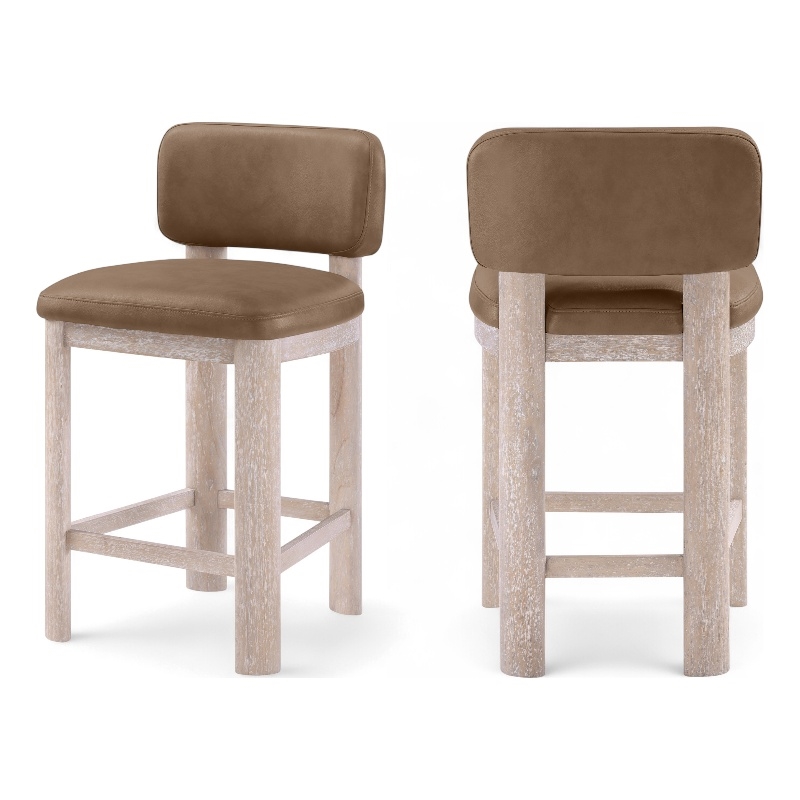 Meridian Furniture Paloma Brown Vegan Leather Counter Stool (Set of 2)