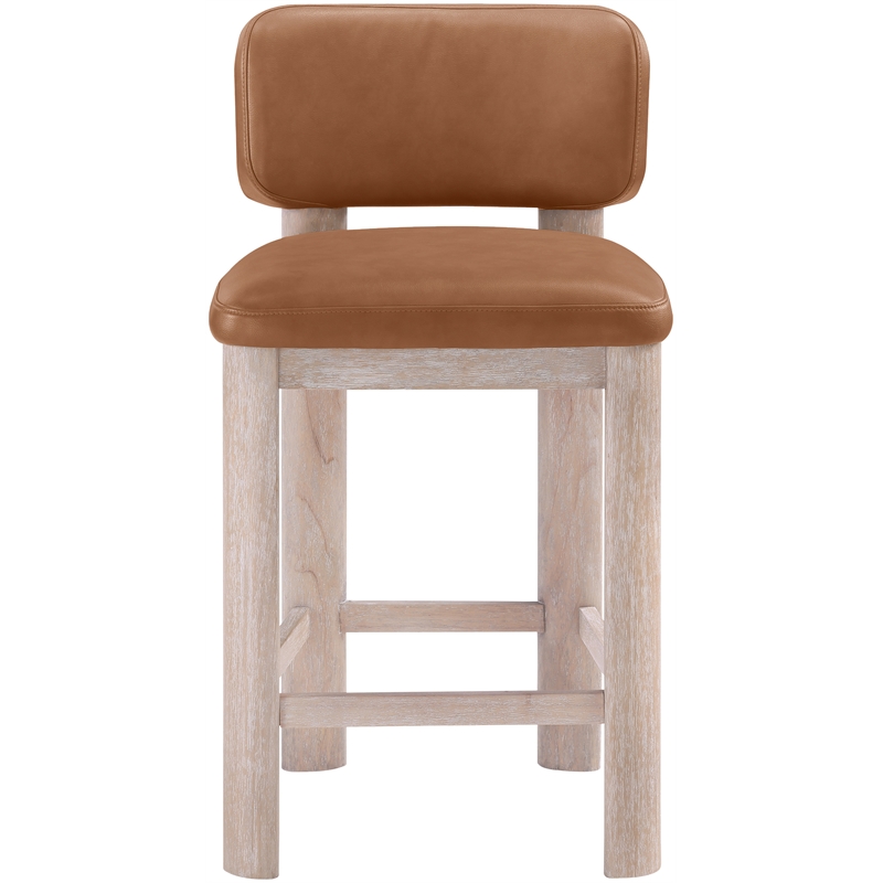 Meridian Furniture Paloma Cognac Vegan Leather Counter Stool (Set of 2)