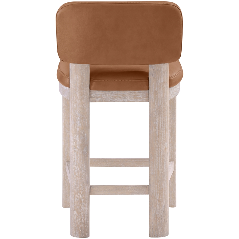 Meridian Furniture Paloma Cognac Vegan Leather Counter Stool (Set of 2)