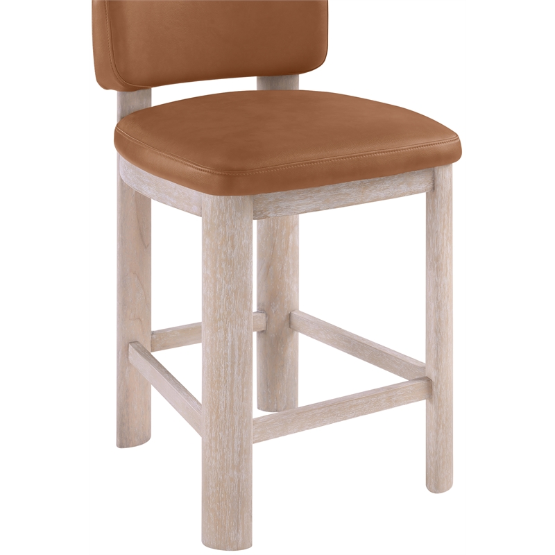 Meridian Furniture Paloma Cognac Vegan Leather Counter Stool (Set of 2)