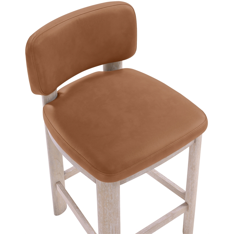 Meridian Furniture Paloma Cognac Vegan Leather Counter Stool (Set of 2)