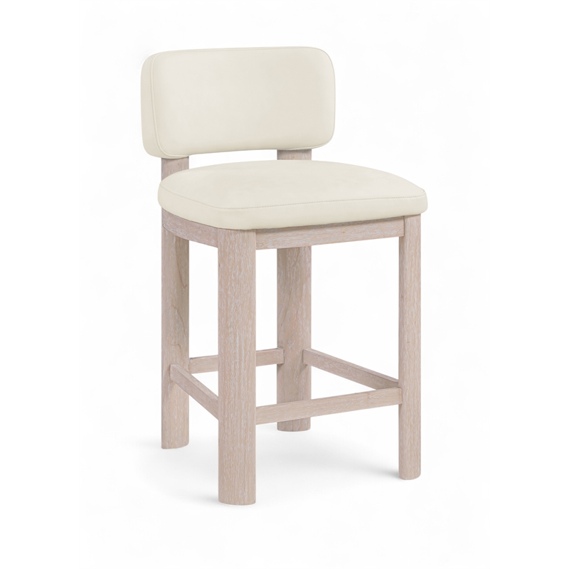 Meridian Furniture Paloma Cream Vegan Leather Counter Stool (Set of 2)