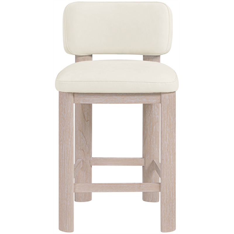 Meridian Furniture Paloma Cream Vegan Leather Counter Stool (Set of 2)