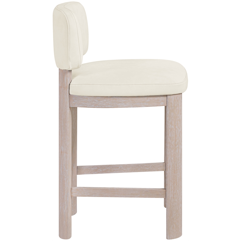 Meridian Furniture Paloma Cream Vegan Leather Counter Stool (Set of 2)