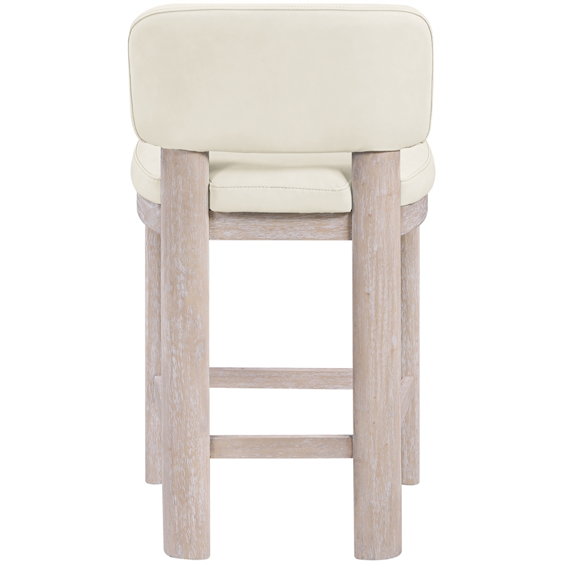 Meridian Furniture Paloma Cream Vegan Leather Counter Stool (Set of 2)