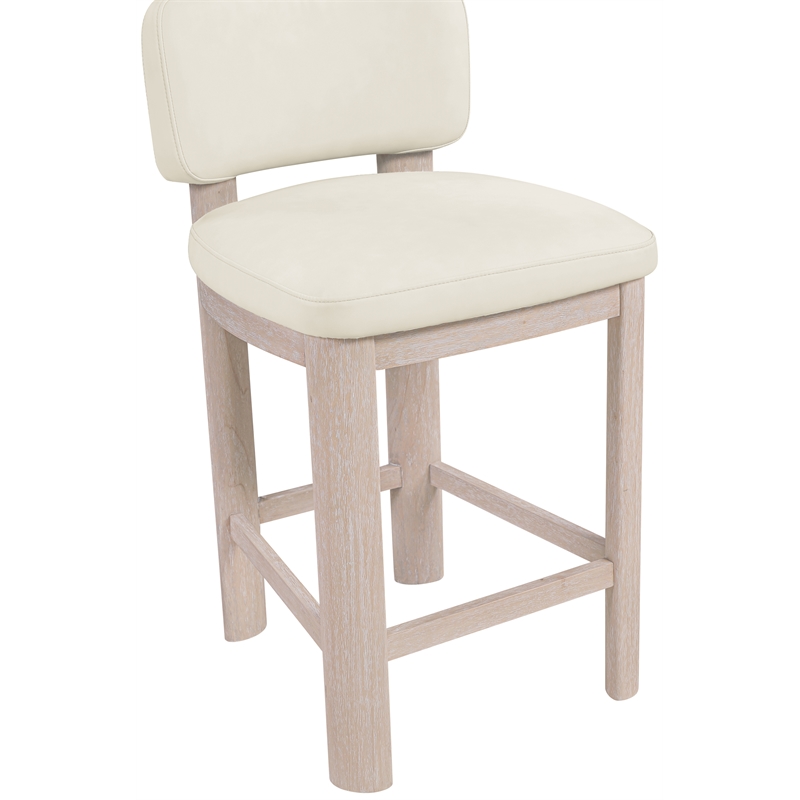 Meridian Furniture Paloma Cream Vegan Leather Counter Stool (Set of 2)