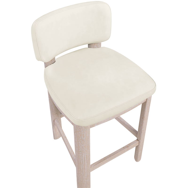 Meridian Furniture Paloma Cream Vegan Leather Counter Stool (Set of 2)