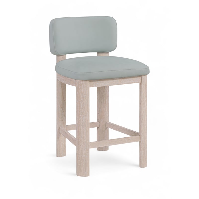 Meridian Furniture Paloma Light Blue Vegan Leather Counter Stool (Set of 2)