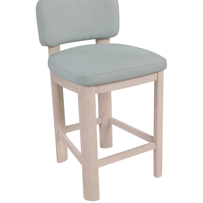 Meridian Furniture Paloma Light Blue Vegan Leather Counter Stool (Set of 2)