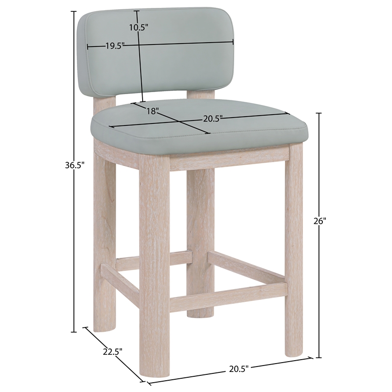 Meridian Furniture Paloma Light Blue Vegan Leather Counter Stool (Set of 2)