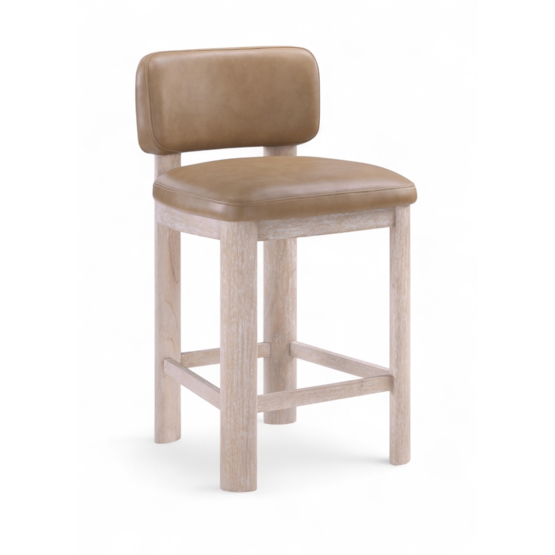 Meridian Furniture Paloma Tan Vegan Leather Counter Stool (Set of 2)