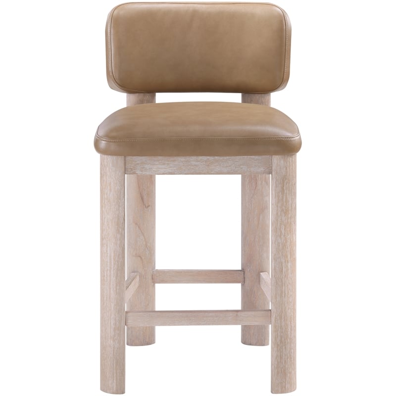 Meridian Furniture Paloma Tan Vegan Leather Counter Stool (Set of 2)