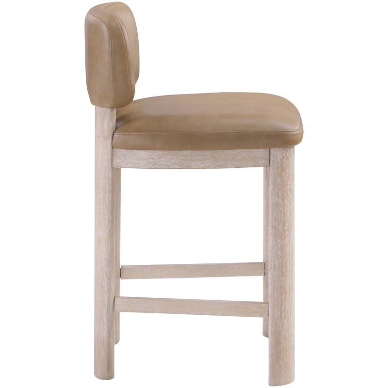 Meridian Furniture Paloma Tan Vegan Leather Counter Stool (Set of 2)