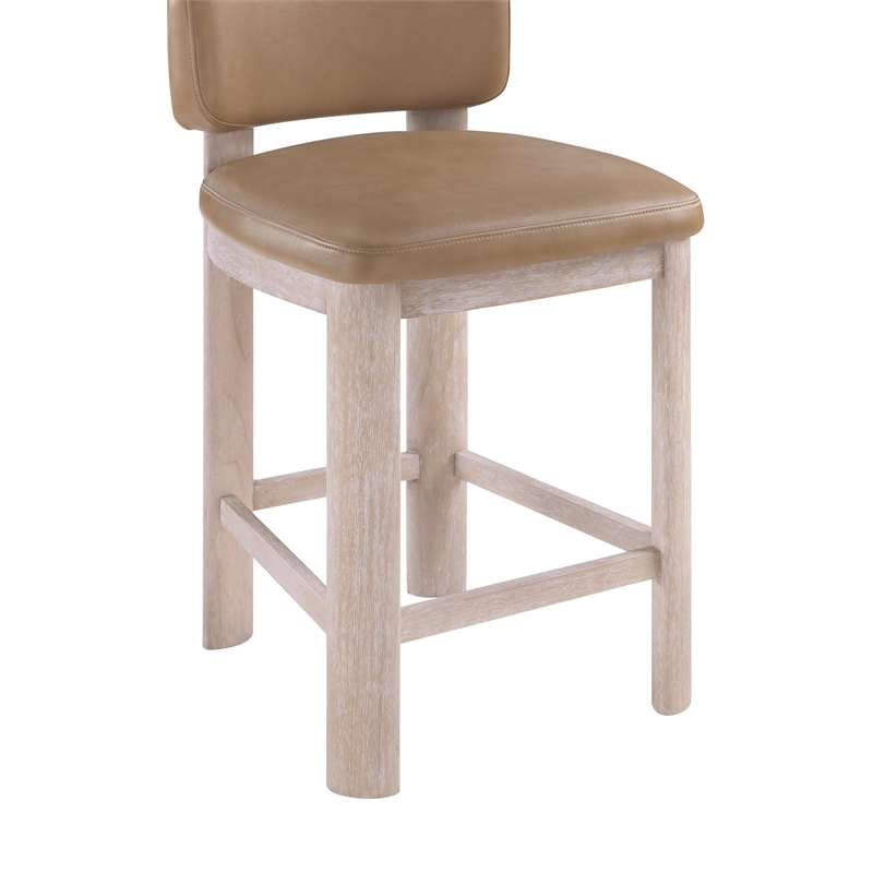 Meridian Furniture Paloma Tan Vegan Leather Counter Stool (Set of 2)