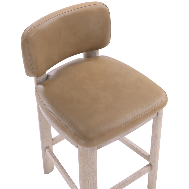 Meridian Furniture Paloma Tan Vegan Leather Counter Stool (Set of 2)